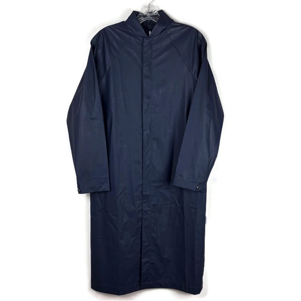 Rains Button Up Long Sleeve Rain Jacket in Deep Blue